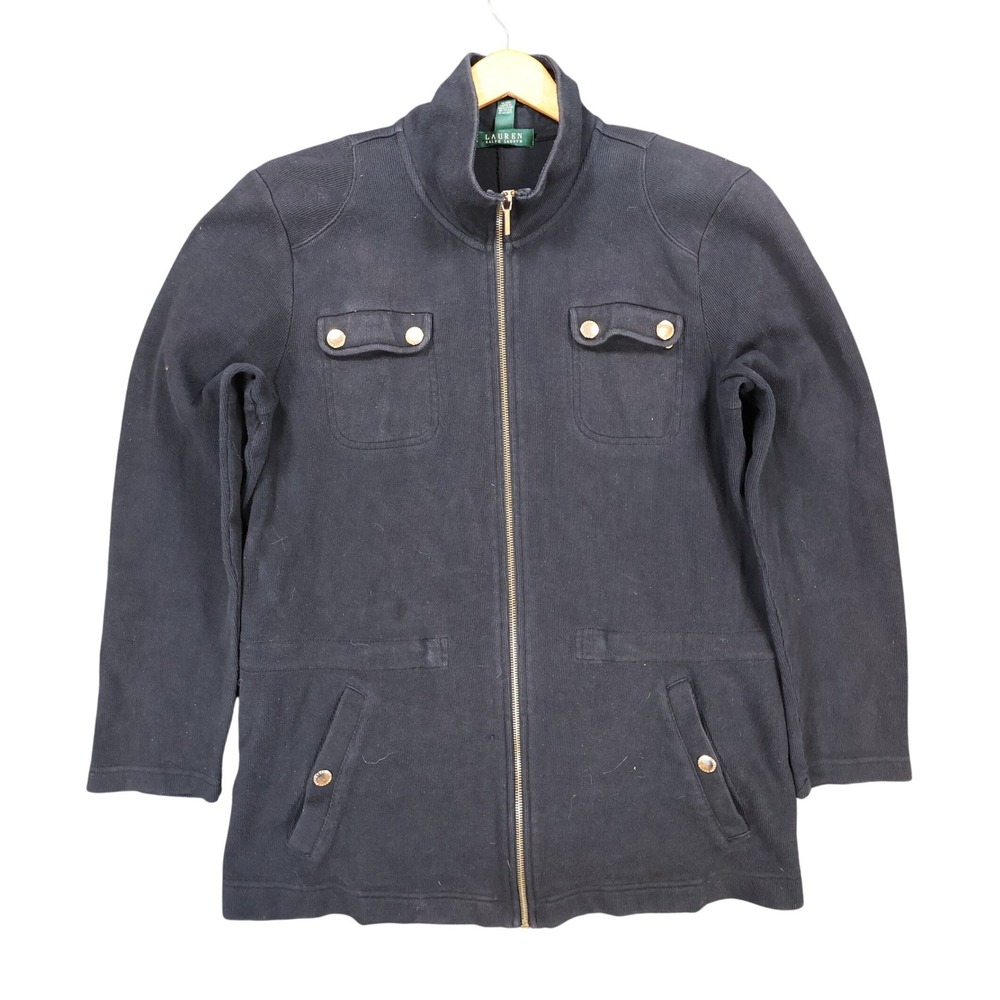 Lauren Ralph Lauren Jacket Womens XL Black Cotton Full Zip Utility Field Coat